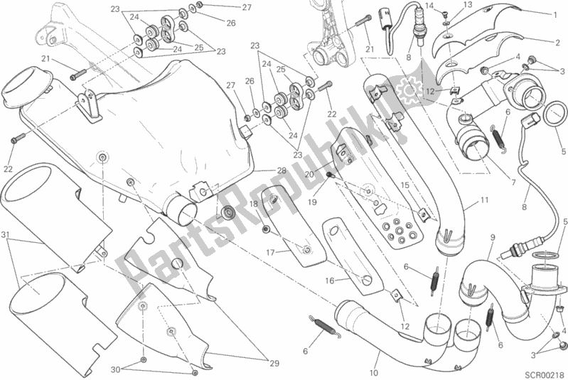 All parts for the Exhaust System of the Ducati Scrambler Urban Enduro Brasil 803 2016
